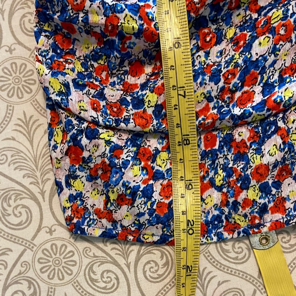 H&M Peplum Floral Blouse Smocked Top Shirt Medium M Peasant Long Sleeve Ruched - Picture 4 of 13